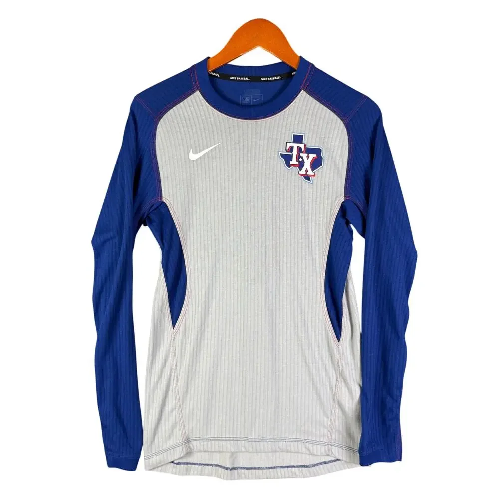 Nike Engineered Texas Rangers MLB Thermalite Raglan Long Sleeve Shirt Mens Small
